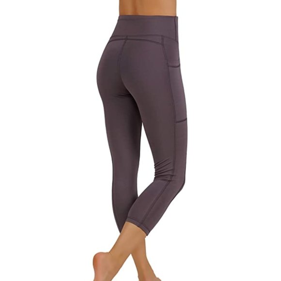 Yoga Pants Capri Leggings Both Sides Pockets - Picture 2 of 3